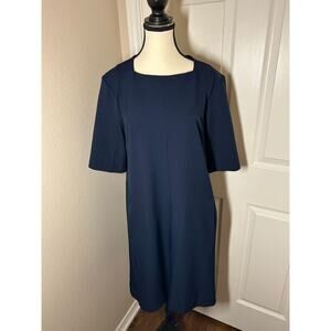 MM LaFleur 3/4 Sleeve Navy Blue Sheath Dress Size 14